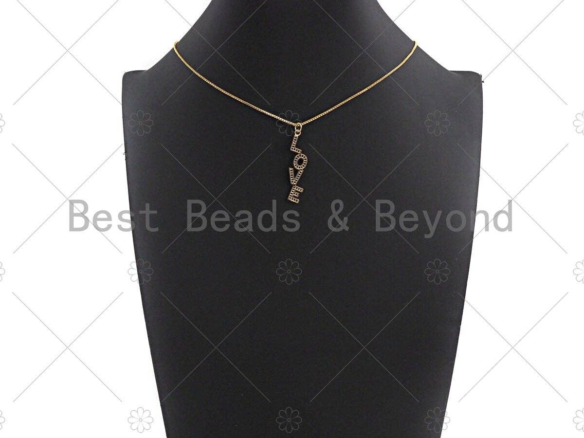 Cobalt CZ Micro Pave LOVE Shaped Pendant/Charm, Cubic Zirconia love Letter Pendant Charm, 7x36mm,sku#Y247