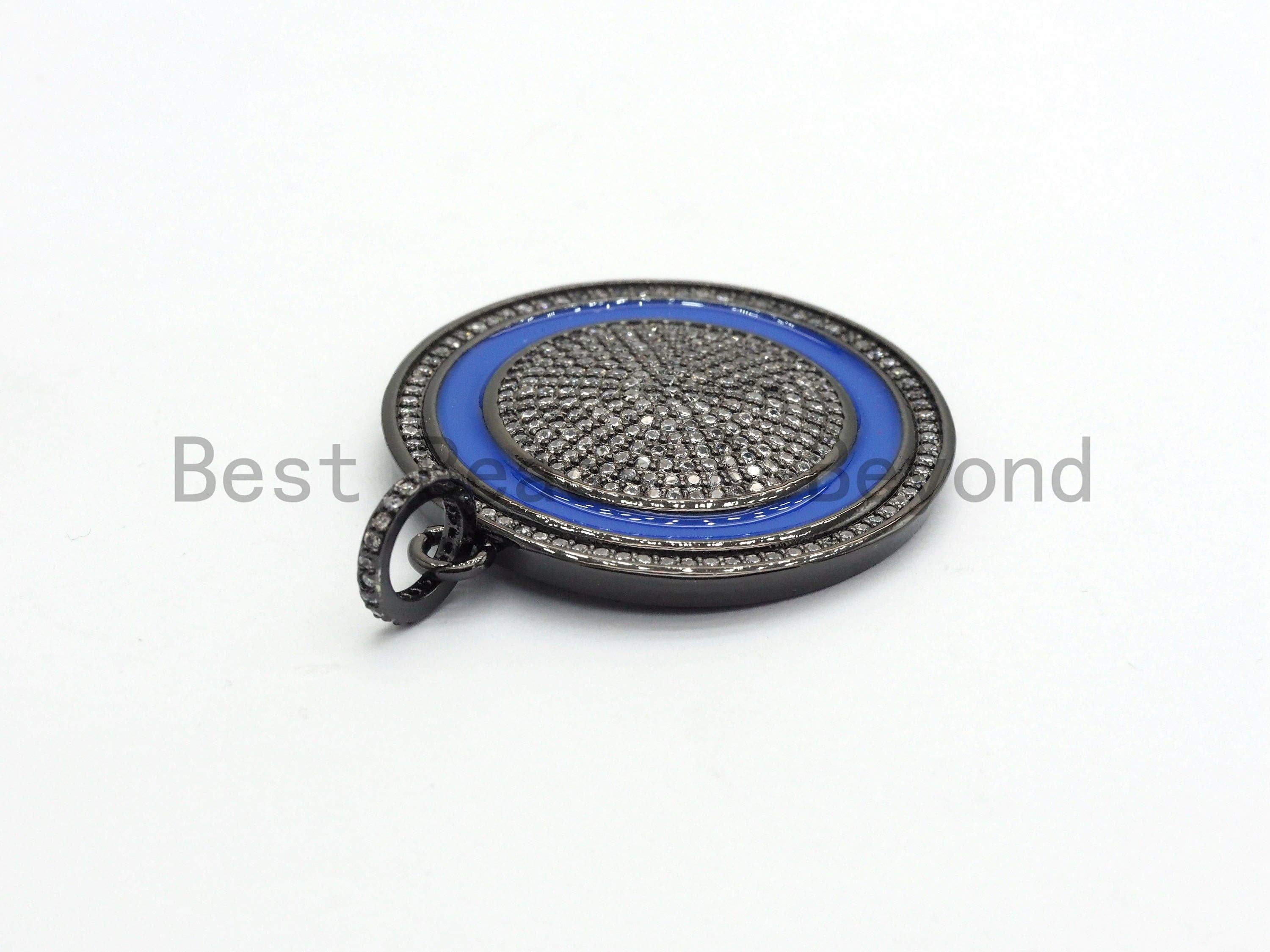 35mm LARGE Enamel Colorful Round CZ Pave Focal Pendant,CZ Micro Pave Oil Drop Round pendant,Enamel pendant,Enamel Jewelry,sku#F596