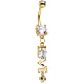 Clear Gem Gold Anodized Lots of Love Dangle Belly Ring