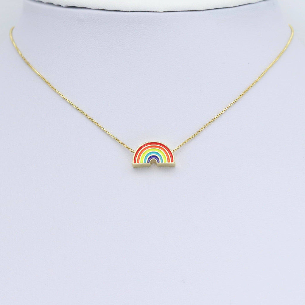 Double Side Colorful Enamel Rainbow Charm Pendant, Sku#Y978