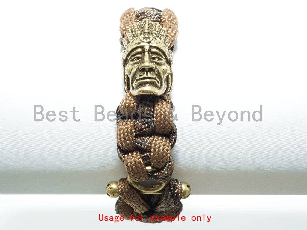 Antique Style Indian Native American Head Beads, Paracord KeyChain Lanyard Beads, Skull Charm, Mens Bracelet Findings,16x22x13mm, sku#Y107