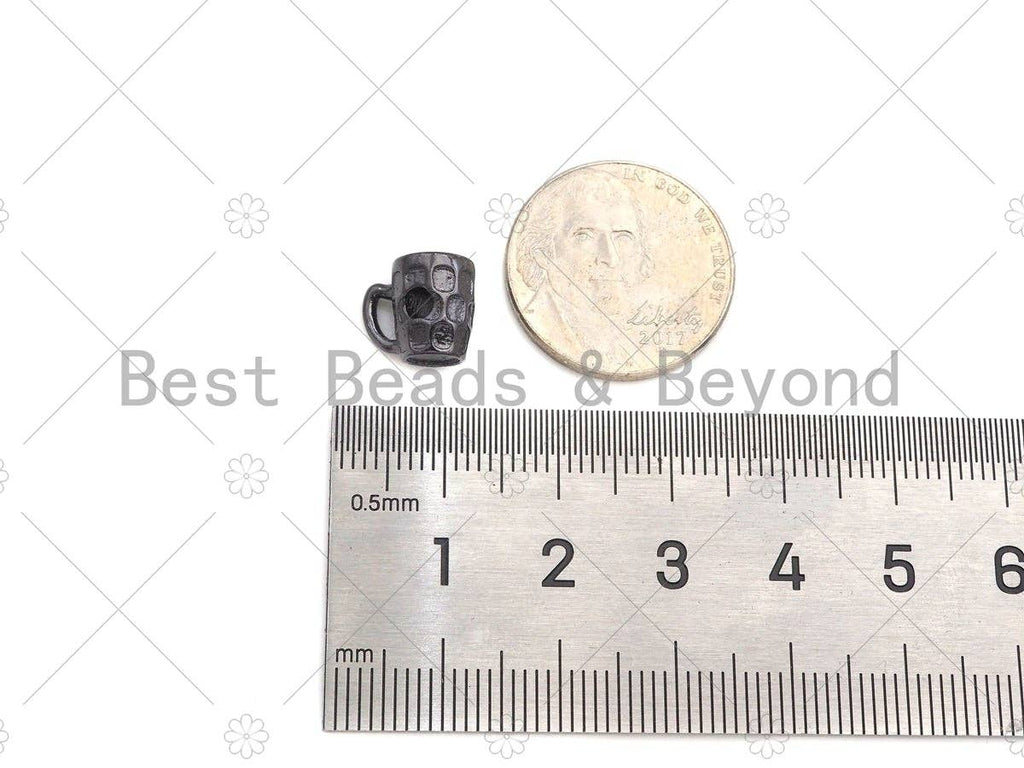 High Polished Coffee Cup Big Hole Spacer Beads, Gold/Silver/Rose Gold/Gunmetal Cup Spacer Beads, Men's Bracelet Charm, 11x9mm,Sku#Y425