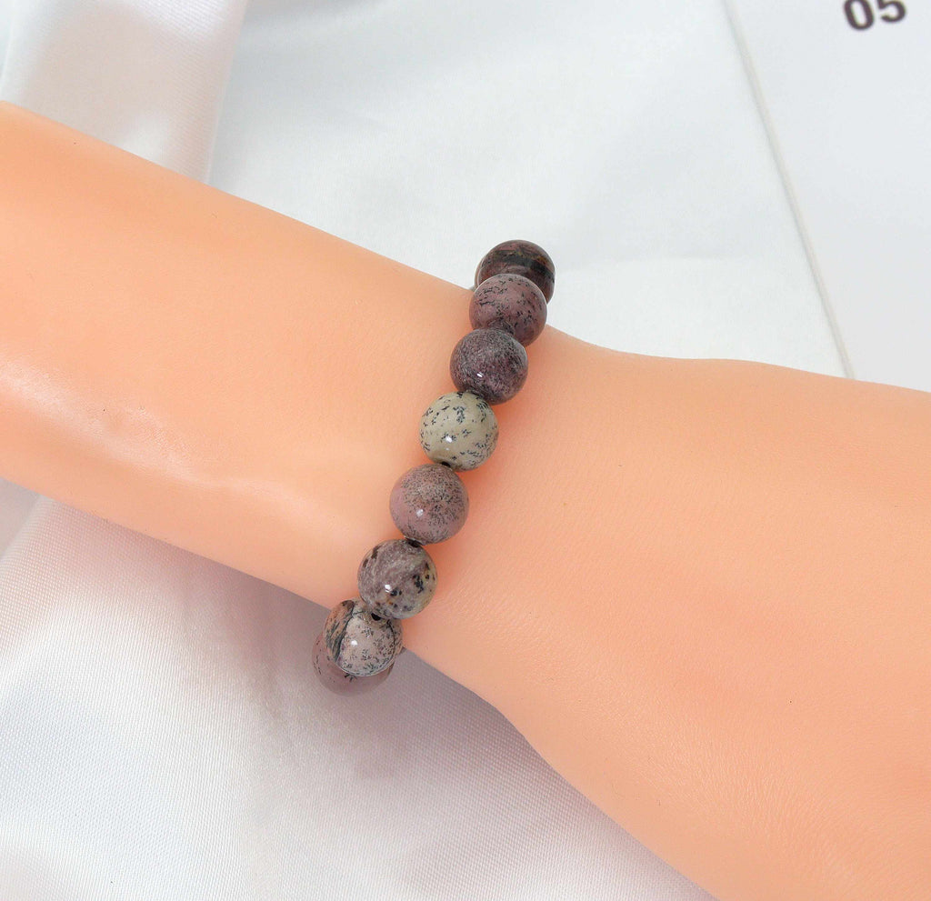 Natural Red Grass Flower Jasper Stretchy Bracelet, Sku#EF146