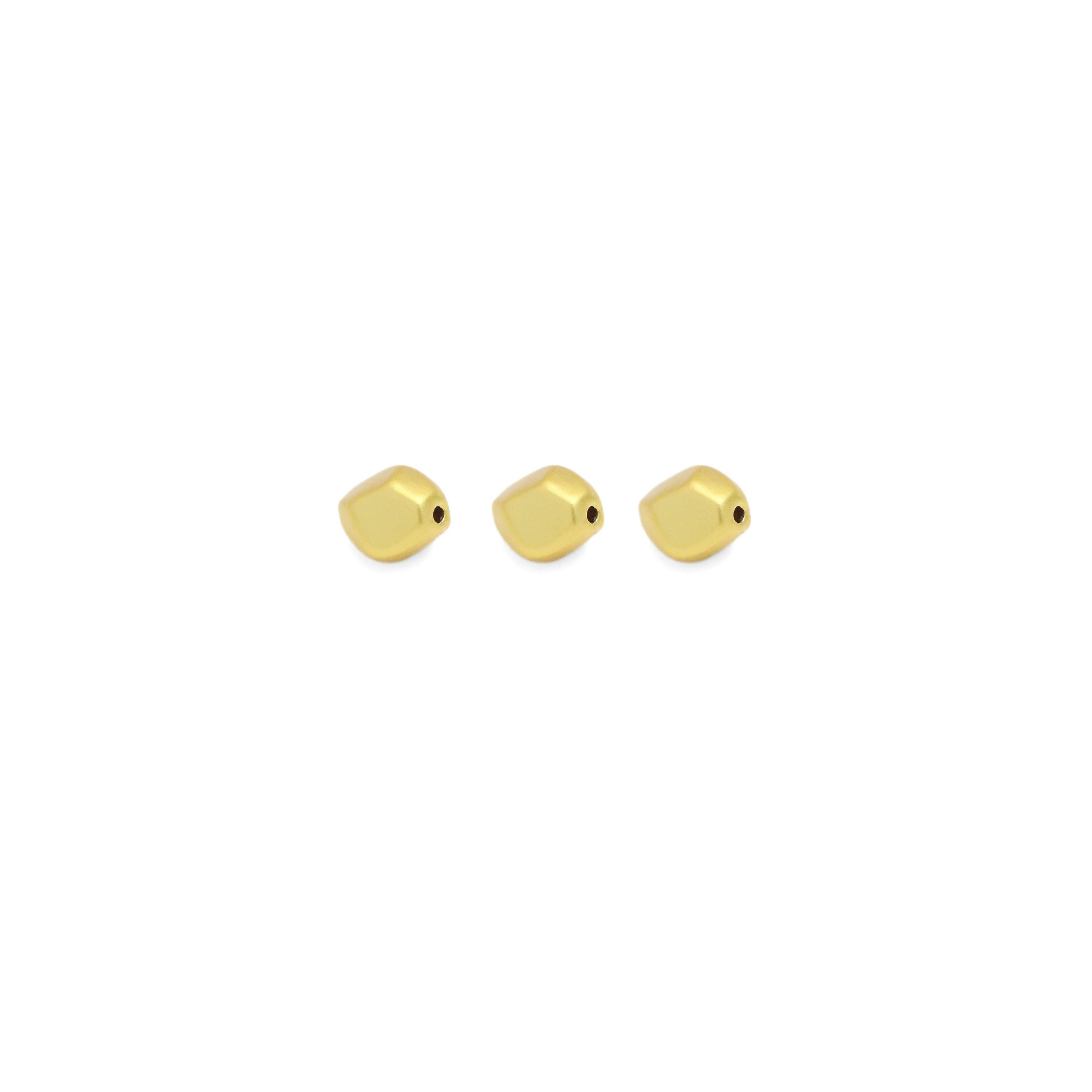 Matte Blushed Gold Faceted Oval Spacer Beads, Sku#A198