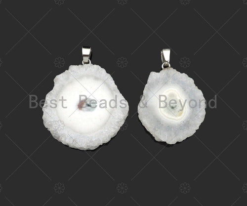 High Quality Natural Druzy Agate Irregular Shape Pendant, White Necklace Agate Pendant, 40mm,28-36mm,Sku#YK16
