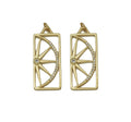 Gold CZ Half Lemon Slice On Rectangle Charm, Sku#LK692