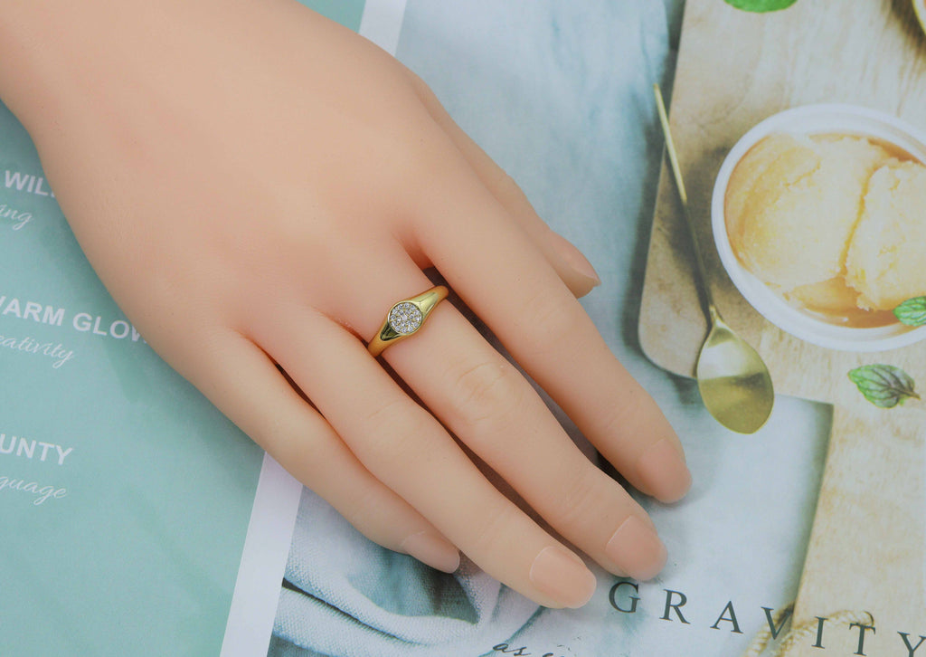 CZ Pave Round Dot Ring, Sku#O91