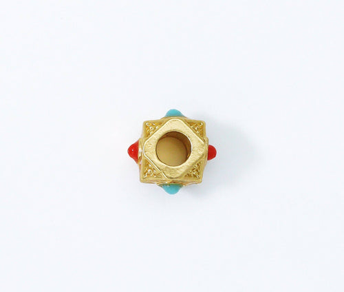 Gold Enamel Polygon Beads, Sku#LX64