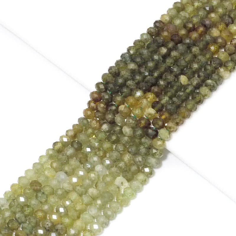 Genuine Green Garnet Rondelle Faceted Beads, 4x6mm, Sku#U1512c