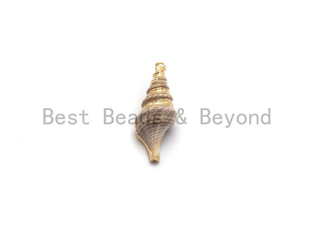 Gold plated Conch Shell Pendant, Shell Jewelry, Beach Jewelry, Necklace Pendant,16x49mm Shell Pendant/Charm,sku#V35