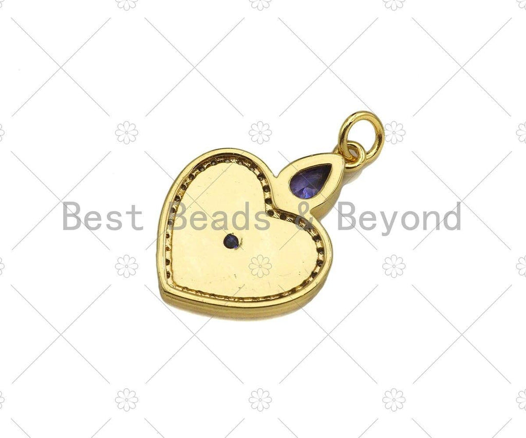Whtie Evil Eye with Purple CZ On Green Enamel Heart Shape Pendant,CZ Micro Pave Enamel Pendant,Enamel Jewelry,23x17mm,Sku#Y422