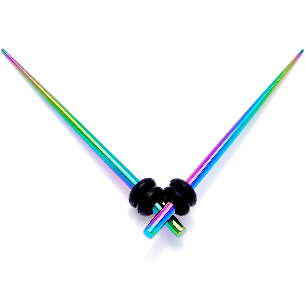Rainbow Anodized Titanium Micro Taper Straight Plug Set 14G to 10G