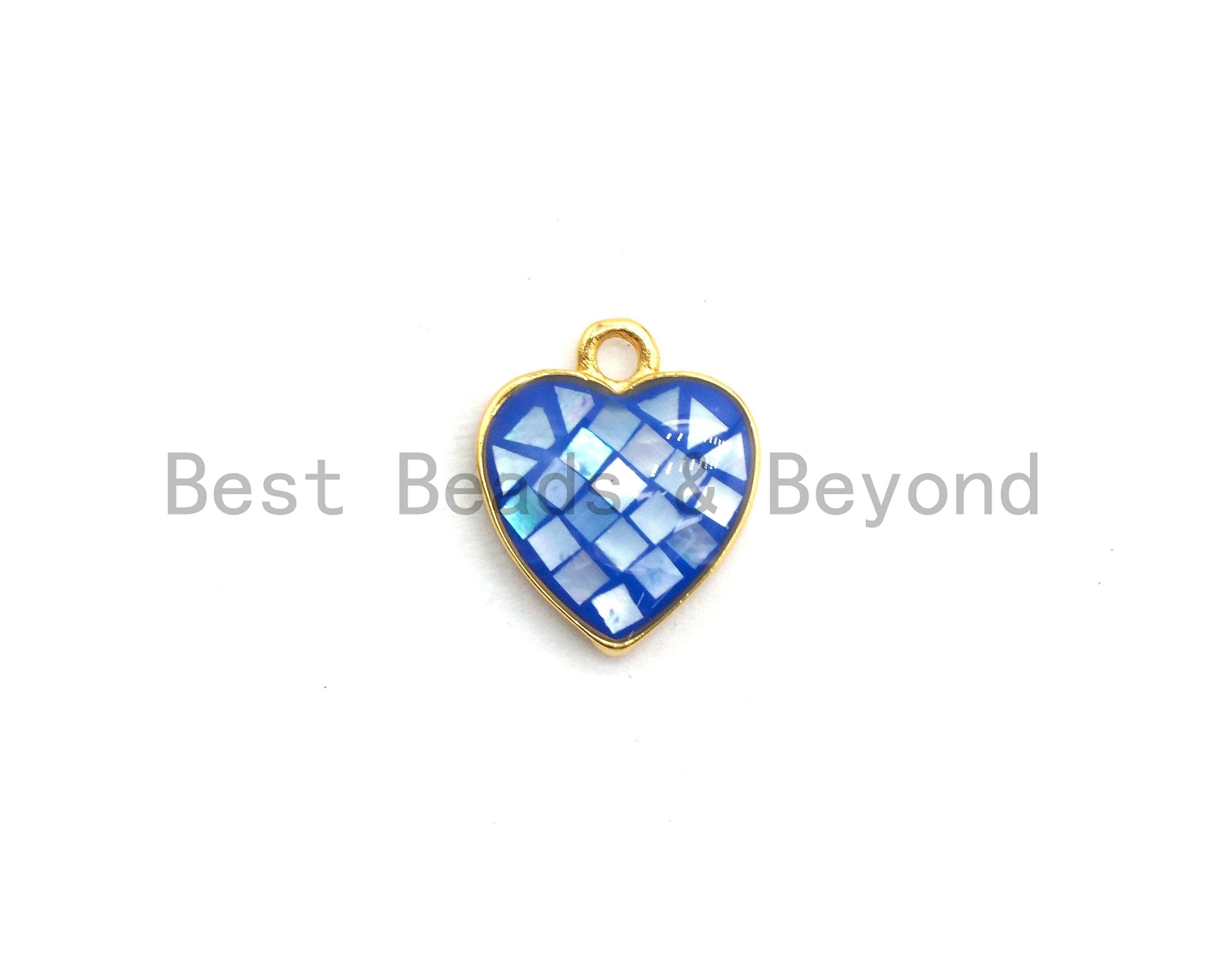 100% Natural Royal Blue Shell Heart Shape Pendant/Charm in Gold/Silver Finish, Blue Shell Charm 10x12mm,SKU#Z312