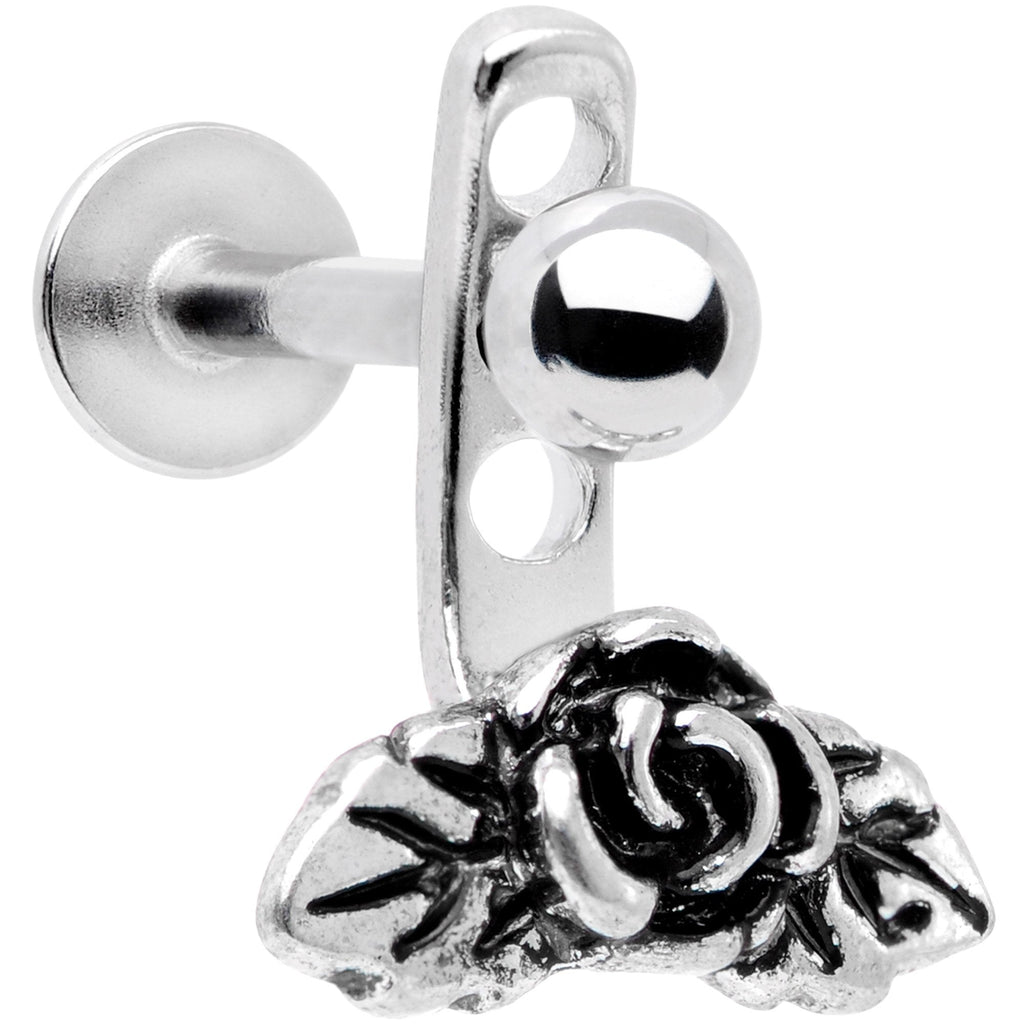 16G 3/8 Kissed Rose Flower Dangle Cartilage Tragus Helix Piercing