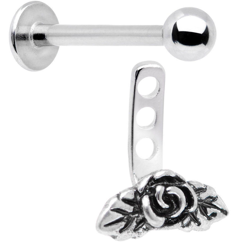 16G 3/8 Kissed Rose Flower Dangle Cartilage Tragus Helix Piercing