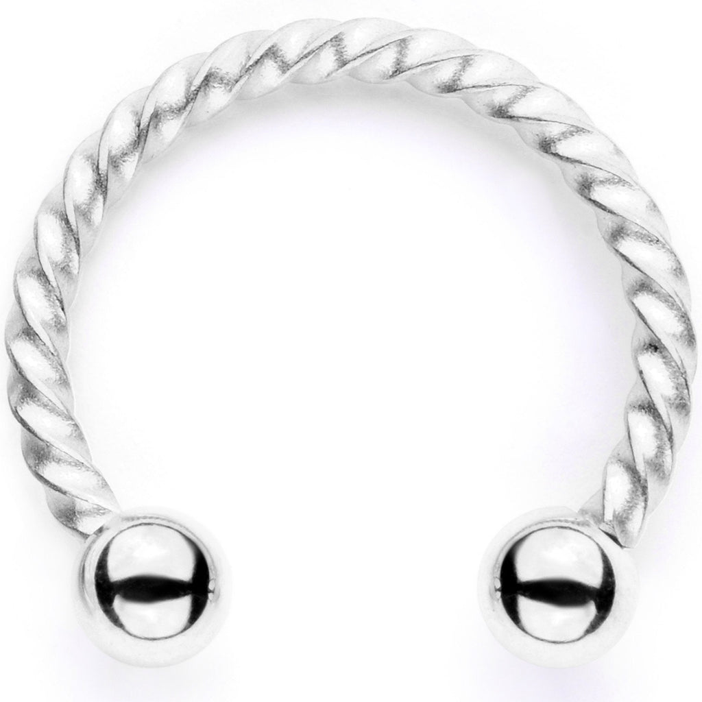 16G Blue Faux Opal Twisted Horseshoe Clip On Fake Septum Ring Set