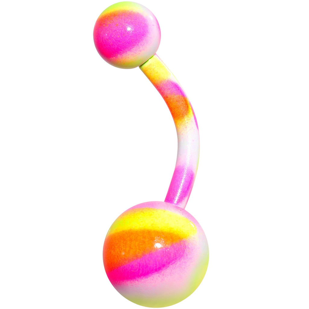 Pink Yellow Cool Camouflage Belly Ring