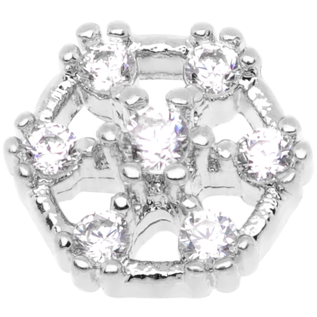 14G Clear Gem Externally Threaded Dermal Anchor Top