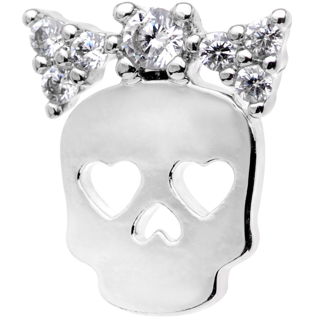 16G 5/16 Clear Gem Halloween Skull Bow Cartilage Tragus Earring
