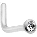 18G Grade 23 Titanium Press Fit CZ Micro Ball L Shaped Nose Ring