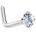 18G 1/4 Clear 3mm CZ Gem Grade 23 Titanium L Shaped Nose Ring