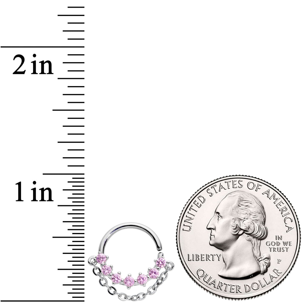 16G 3/8 Pink Gem Garland Hanging Chain Seamless Circular Ring