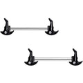 14G 9/16 Clear Gem Witch Hat Barbell Nipple Ring Set