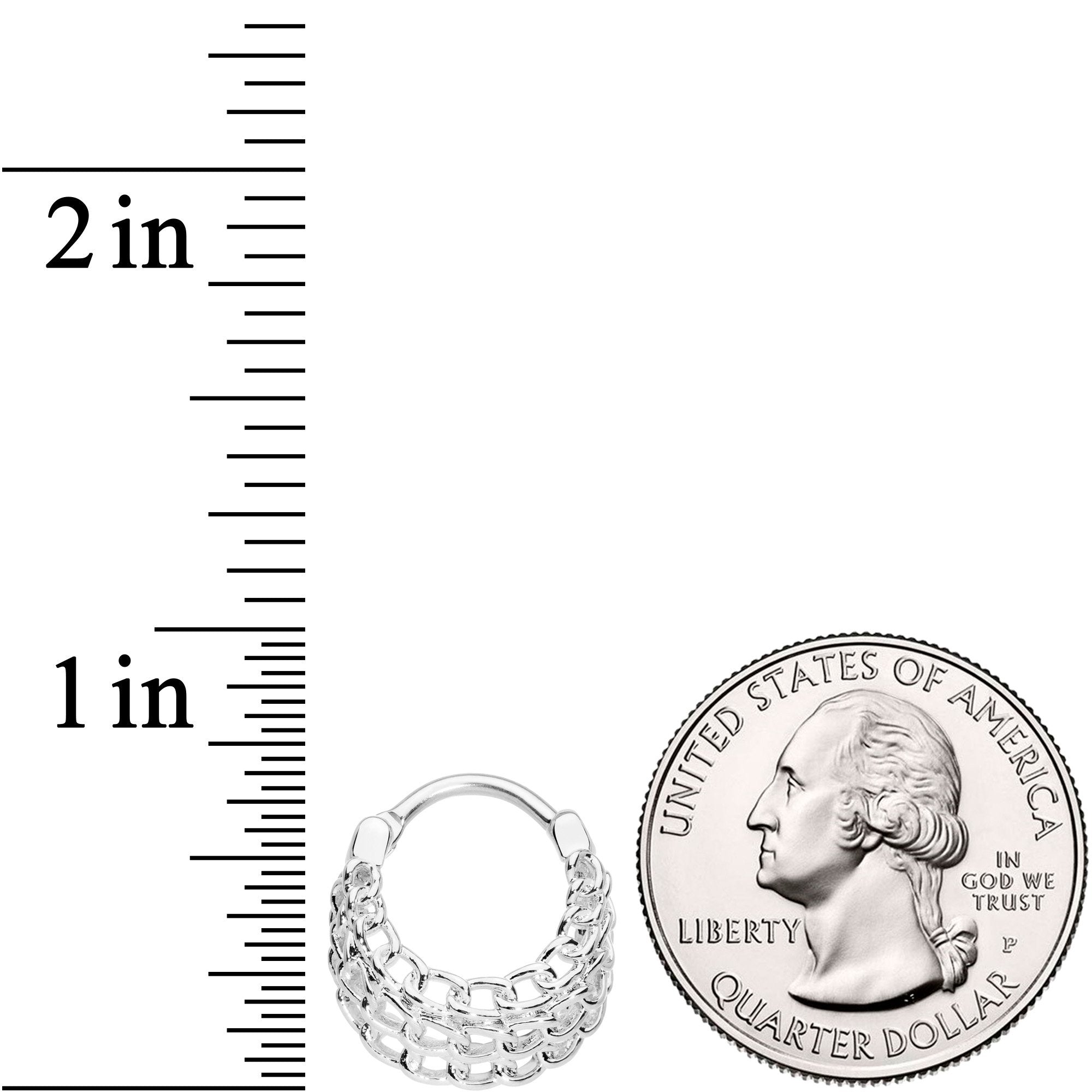 16G 3/8 Triple Chain Hinged Septum Ring