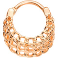 16G 3/8 Rose Gold Tone Triple Chain Hinged Septum Ring