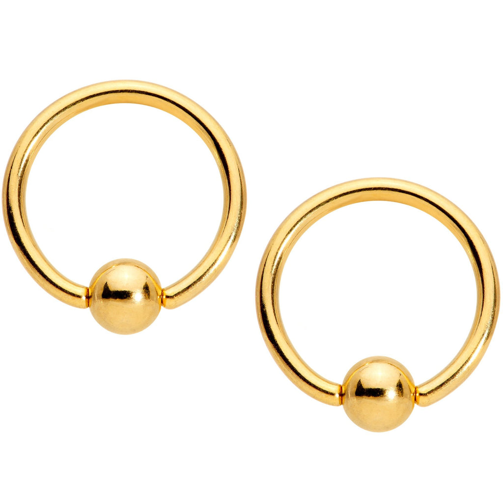14G Deep Blue Gem Star Gold Tone BCR Barbell Nipple Ring Set