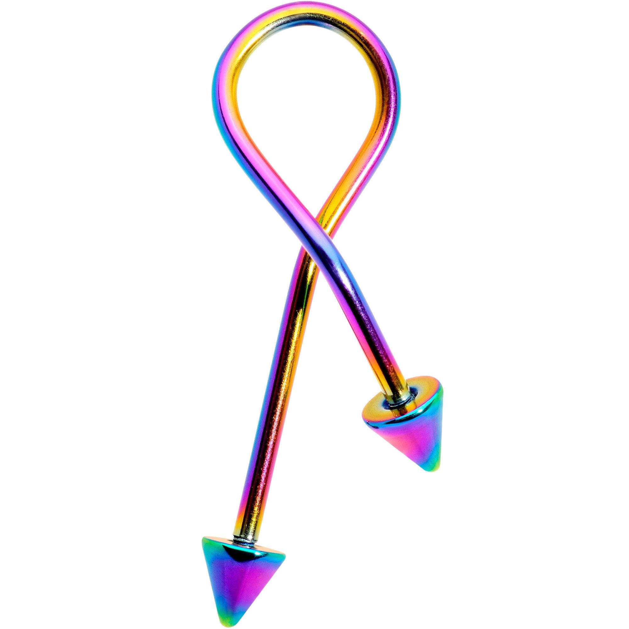16G 25mm Rainbow Anodized Cone End Twister Cartilage Earring