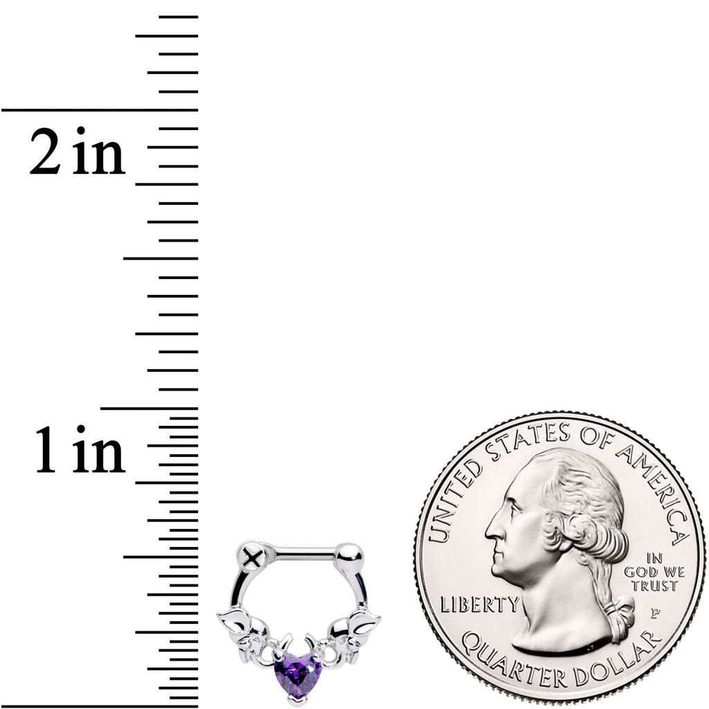 16G 1/4 Purple Heart Gem Royal Valentine Cartilage Clicker