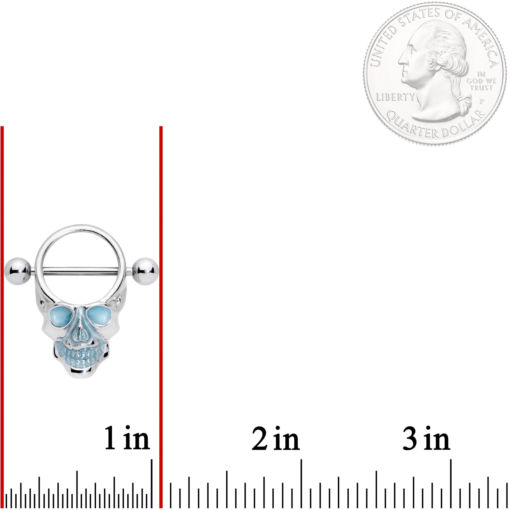 14G 9/16 Glow in the Dark Skull Nipple Shield Set