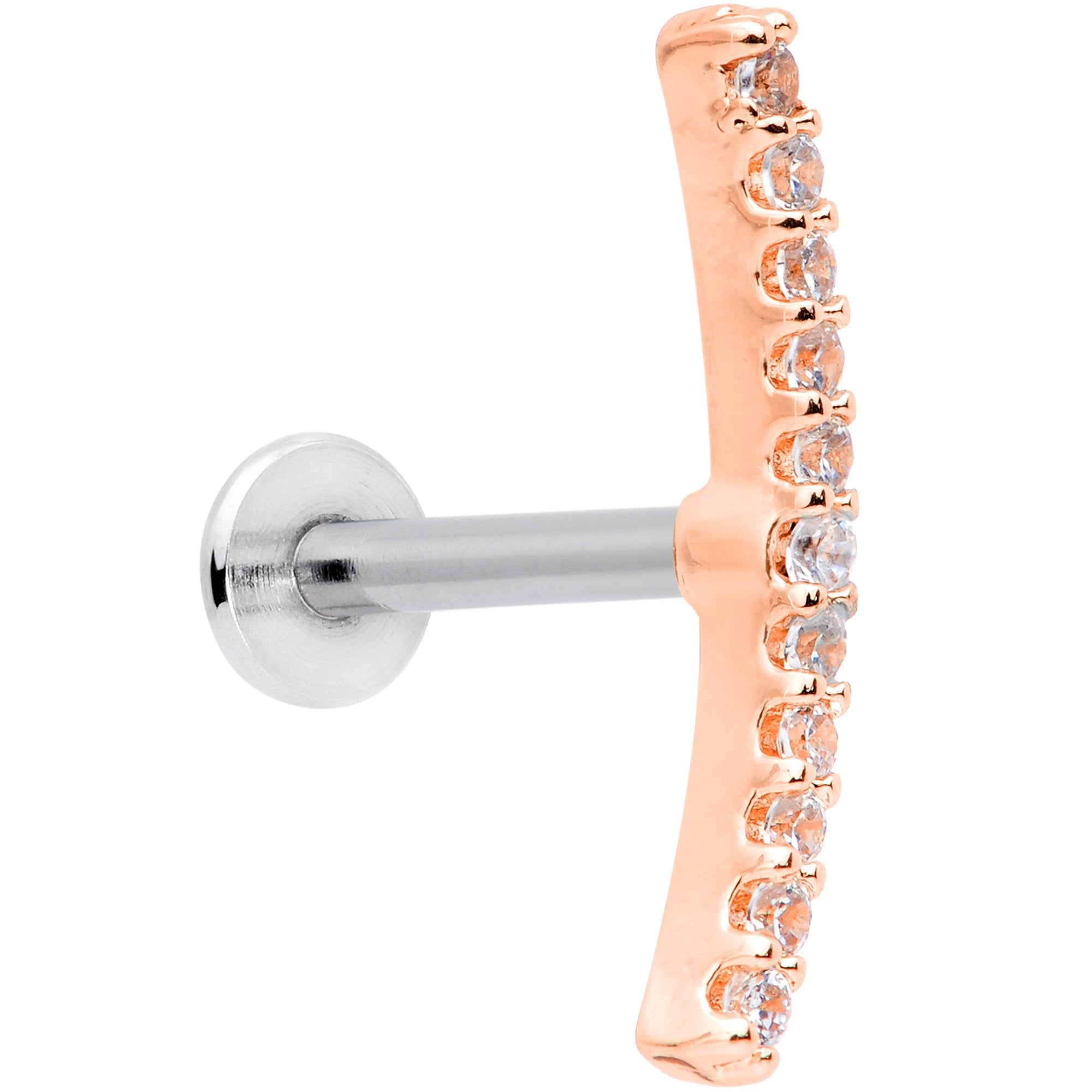 16G Clear CZ Rose Gold Tone Captivating Cartilage Tragus Earring