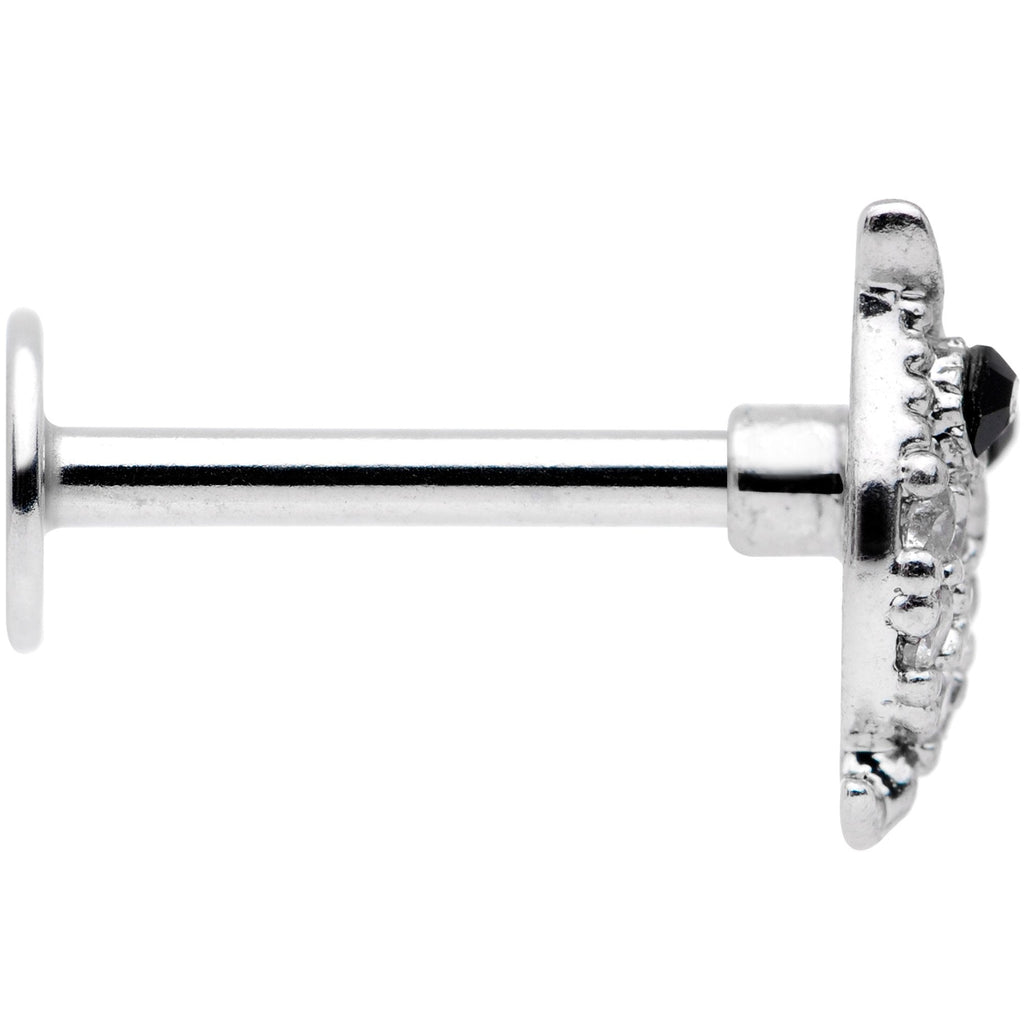16G 5/16 Clear Black CZ Gem Round Owl Labret Monroe Tragus