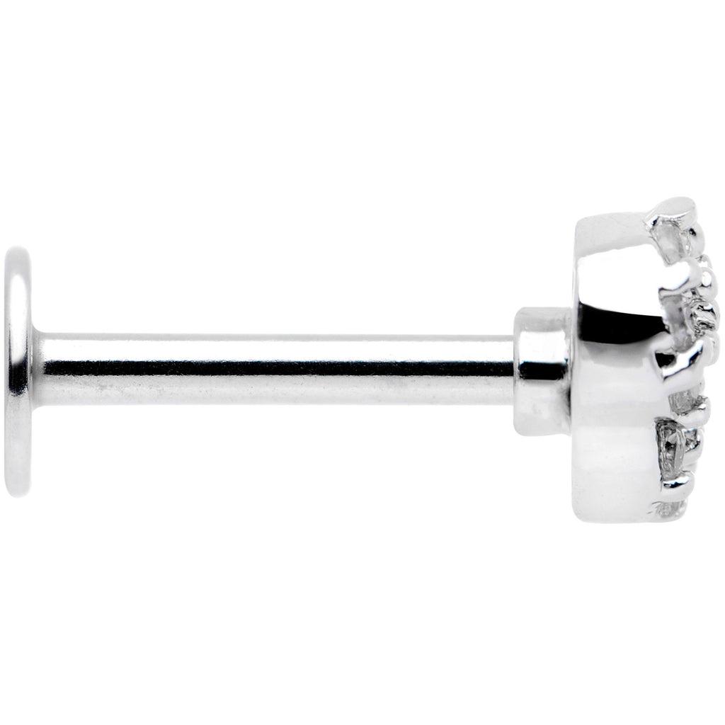 16G 5/16 Clear CZ Gem Angels Wing Labret Monroe Tragus