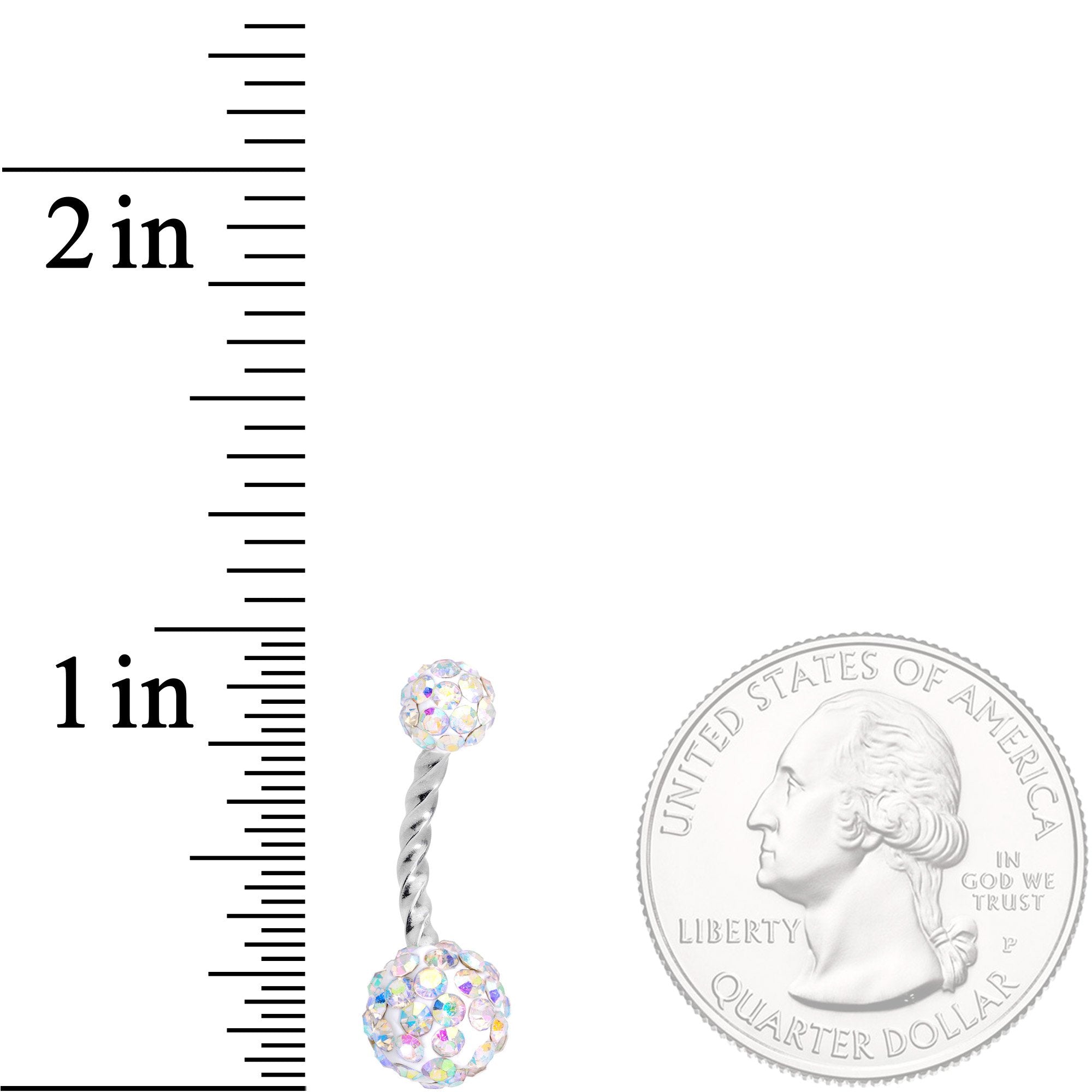Aurora Gem Disco Ball Twisted Belly Ring Set of 3