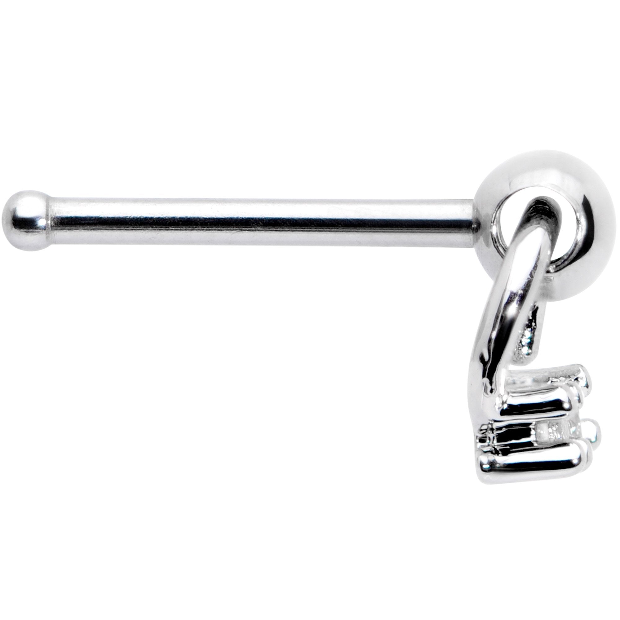 20G 1/4 Clear CZ Duo Dangle Nose Bone