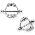 14G 9/16 Clear CZ Gem Scary Fang Halloween Nipple Shield Set