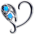 16G 3/8 Blue Synthetic Opal Heart Right Ear Cartilage Earring