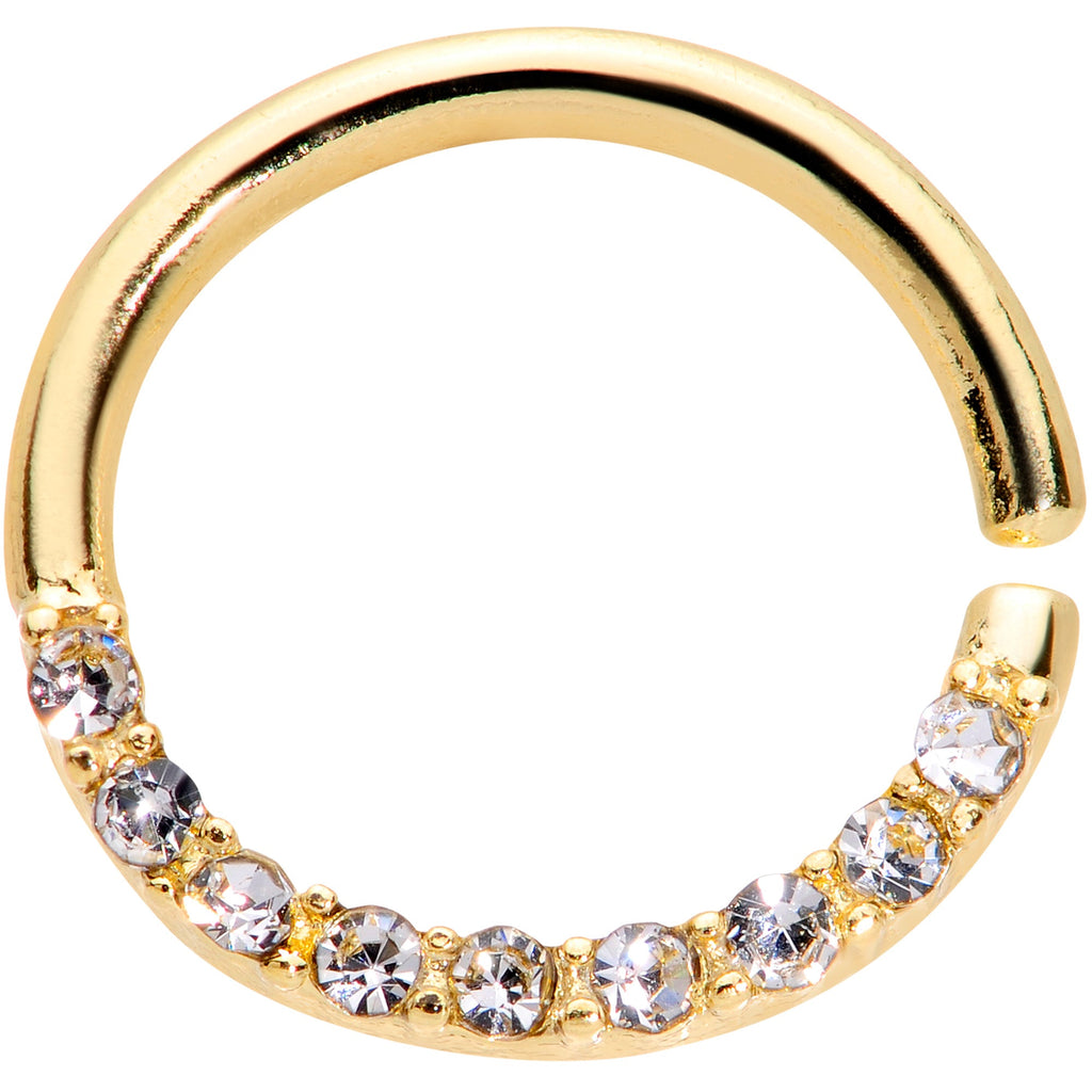 16G 5/16 Clear Gem Gold Tone Simple Elegance Seamless Circular Ring