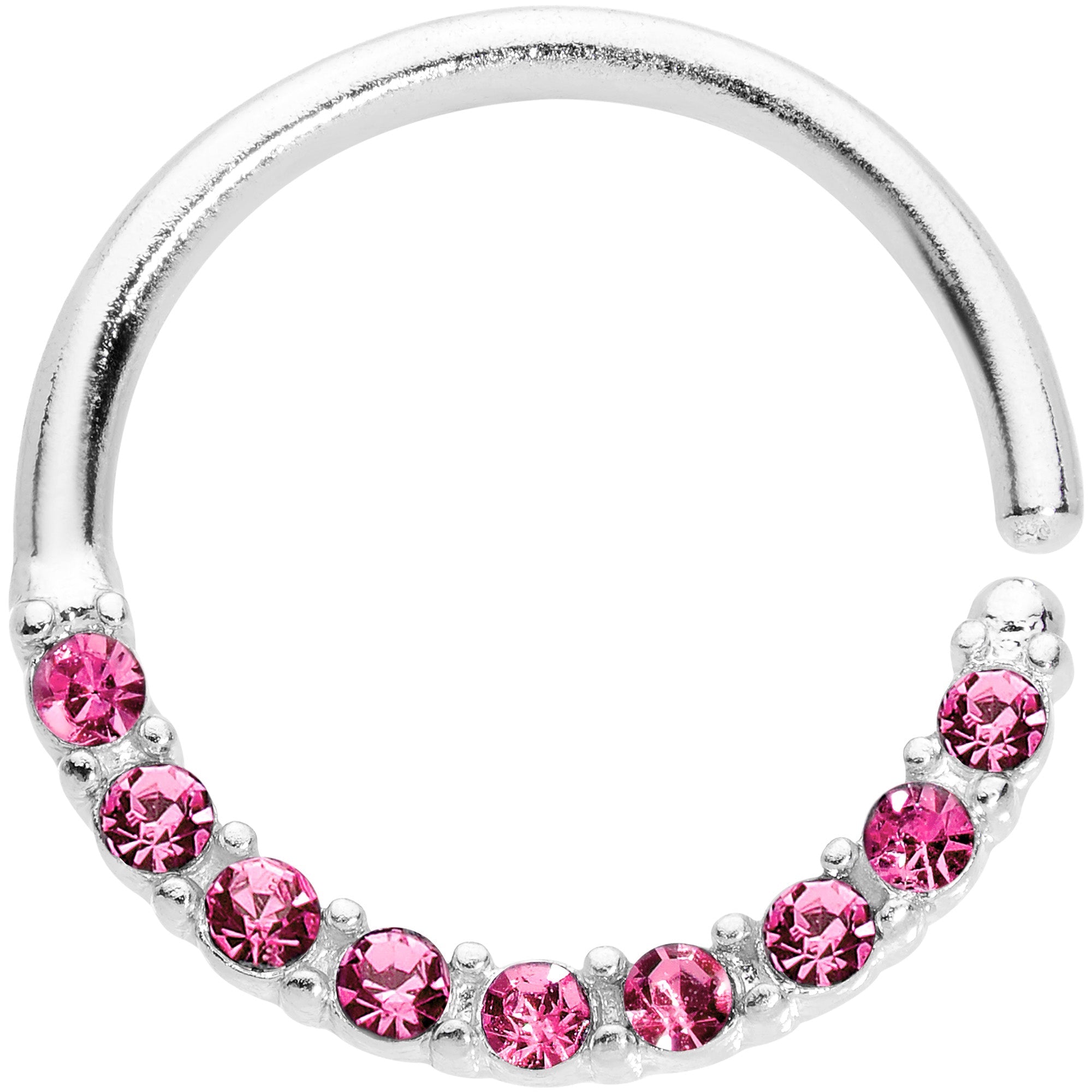 16G 3/8 Pink Gem Simple Elegance Seamless Circular Ring