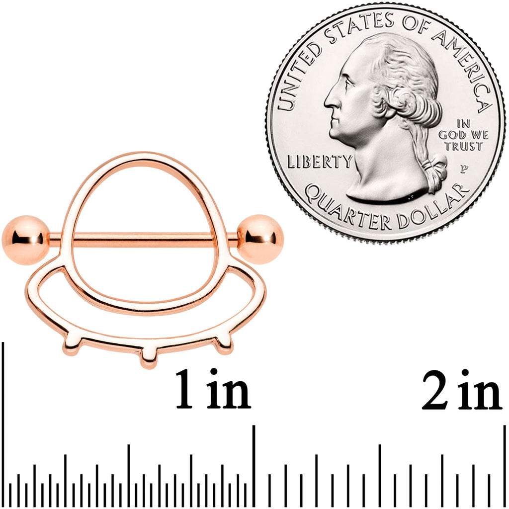 14G 9/16 Rose Gold Tone Outer Space UFO Nipple Shield Set