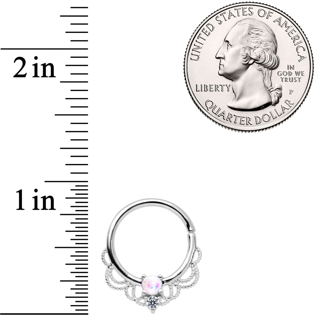 14G 9/16 White Faux Opal Fancy Nipple Ring Set