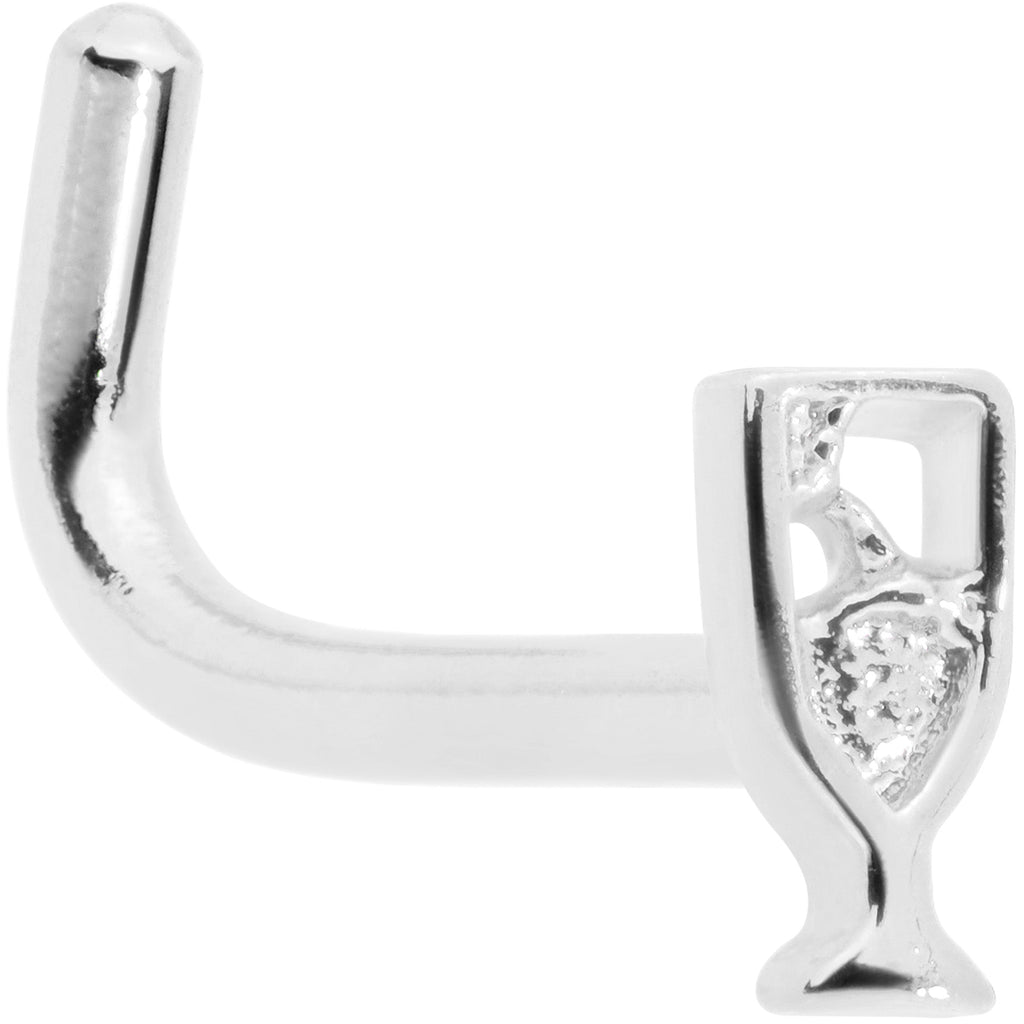 18G 5/16 New Years Champagne L Shaped Nose Ring