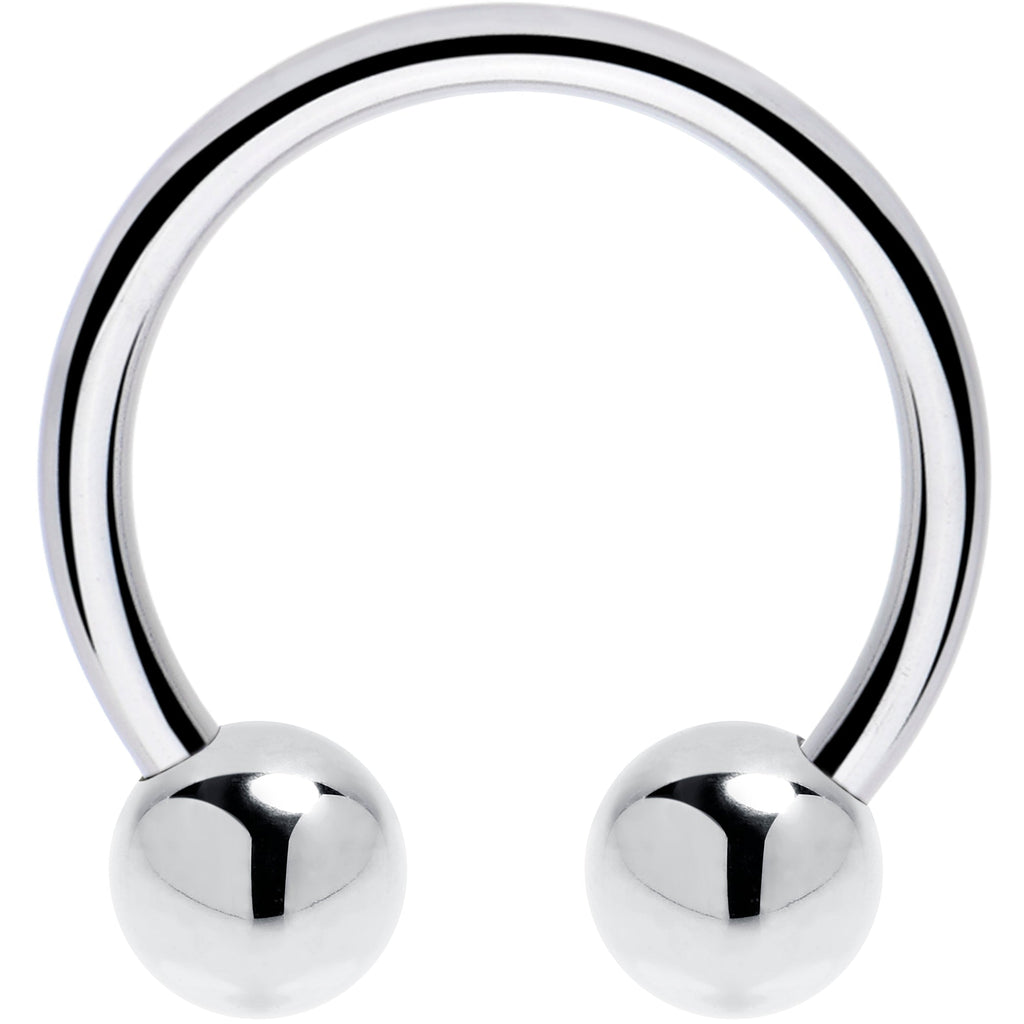 16G 1/2 Solid 14K White Gold Horseshoe Circular Barbell