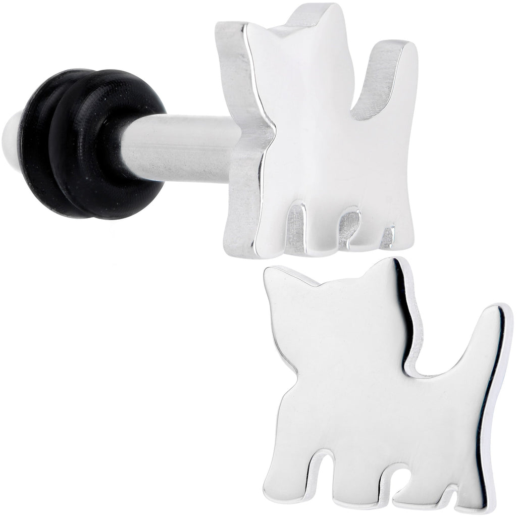 Steel Cat Lover Kitty Cat Single Flare Plug Set 14G to 0G
