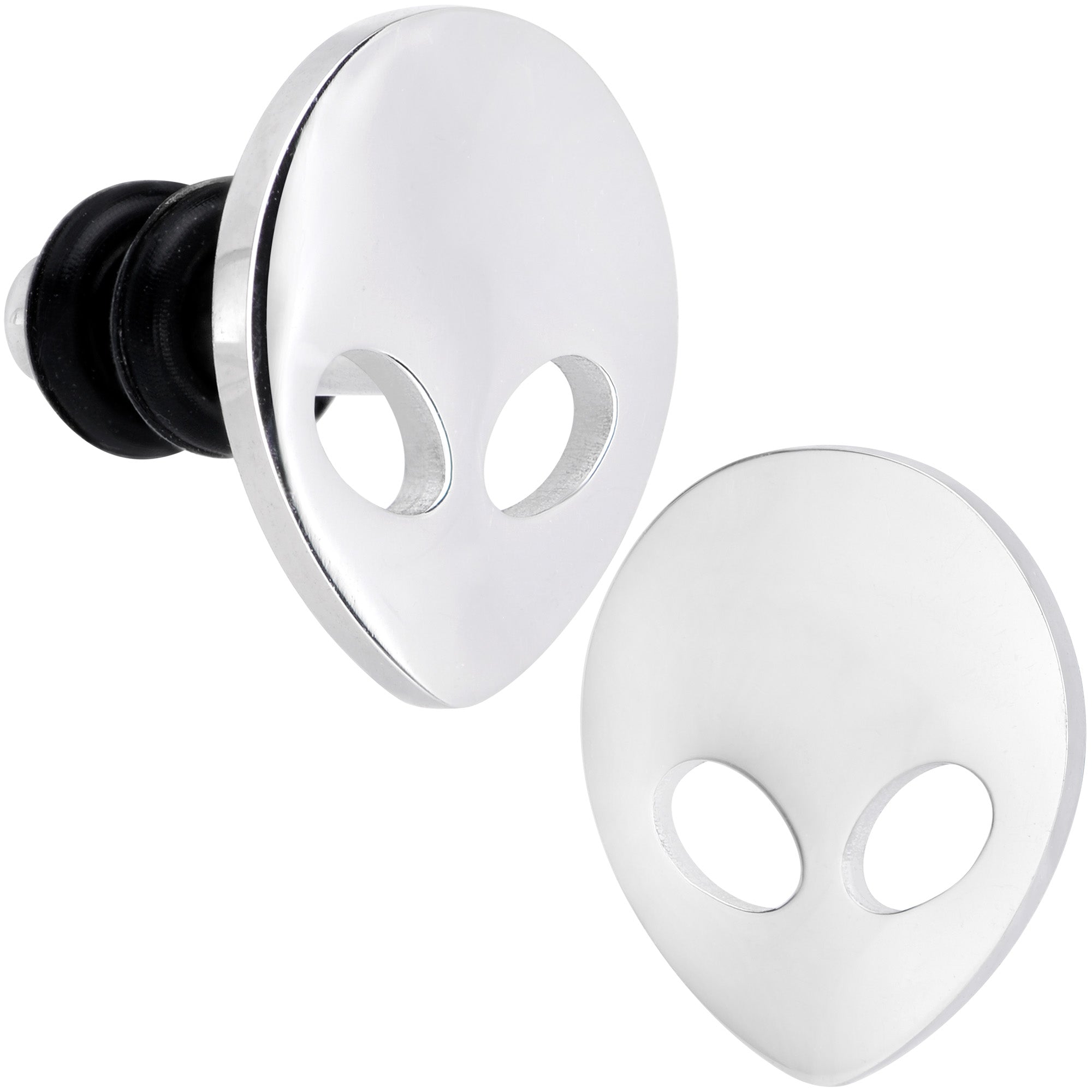 Steel Space Alien Single Flare Plug Set 14G to 2G