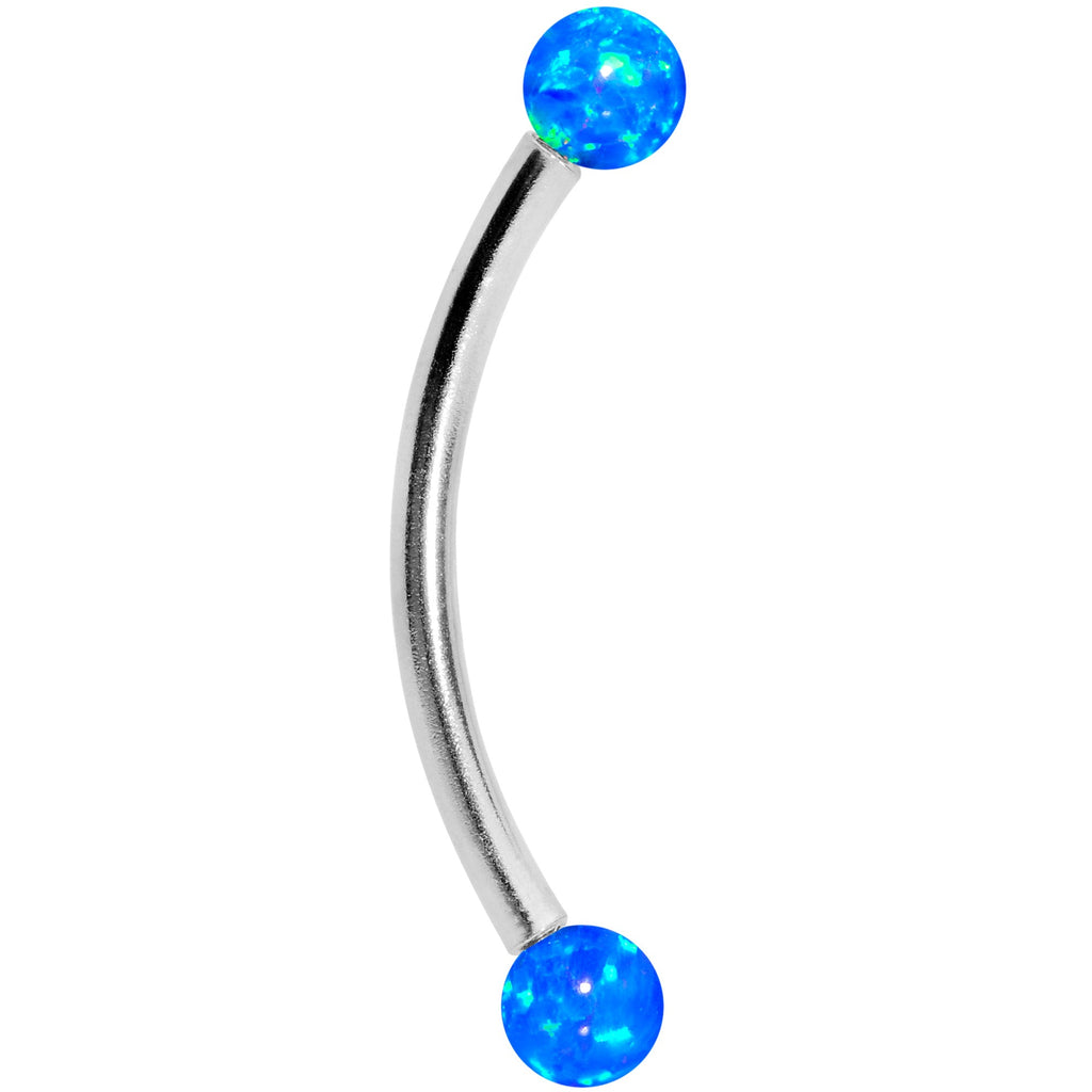 16G 9/16 3mm Blue Synthetic Opal Curved Barbell