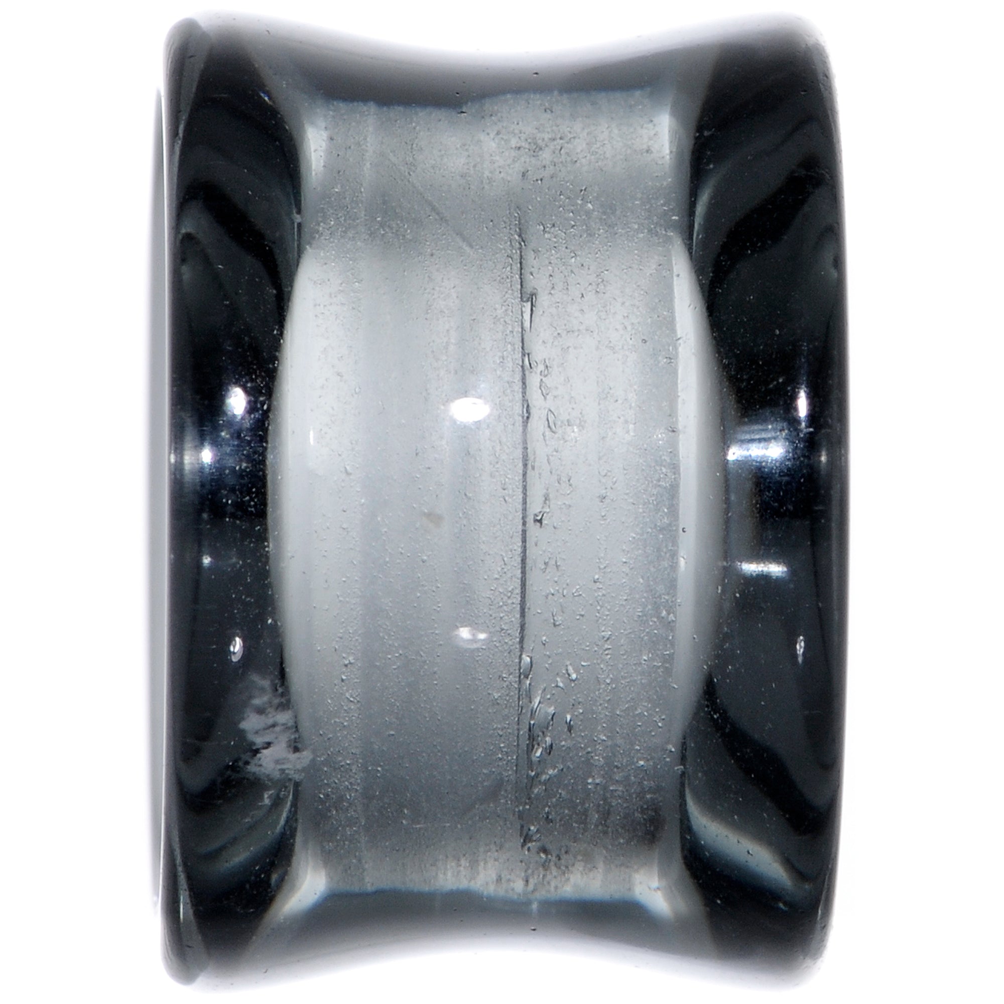 Translucent Black Glass Tunnel Plug Set 2G to 1 Inch